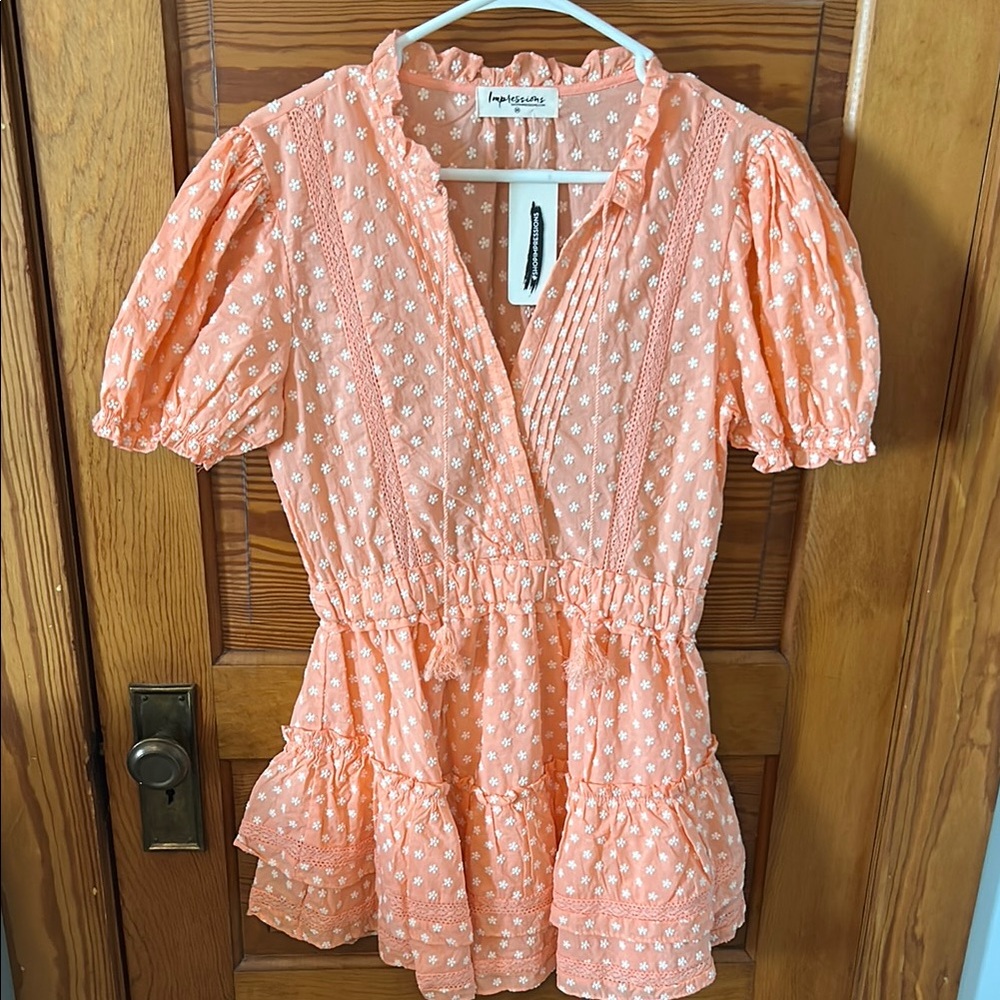 Peach Floral Ruffle Dress